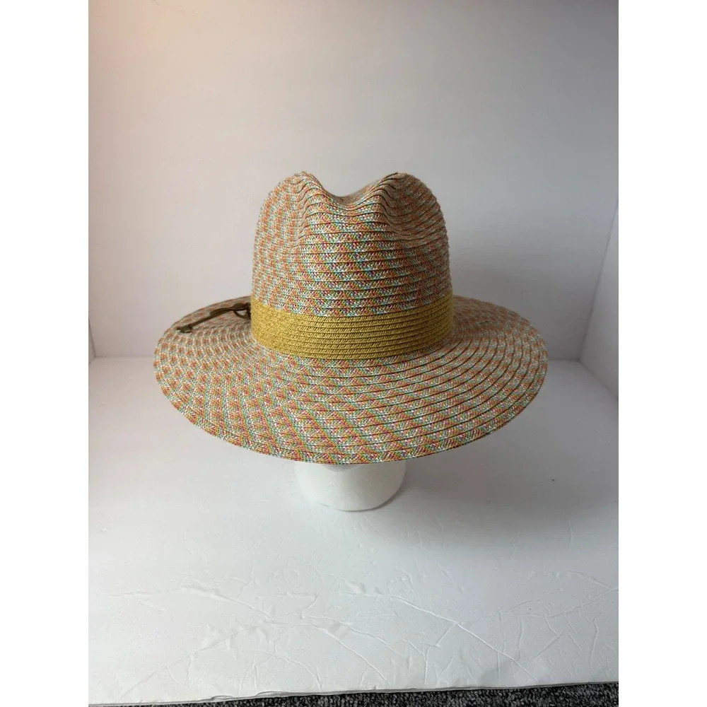 Cappelli Straworld Multicolor Woven Paper Sun Hat Wide Brim Fedora One Size